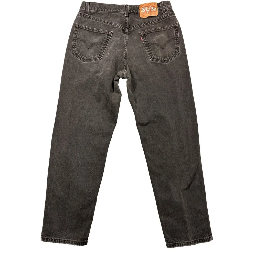 Levis 550 Jeans‎ Mens 34x32 Black Denim Relaxed Fit Y2K Baggy Grunge Stained
